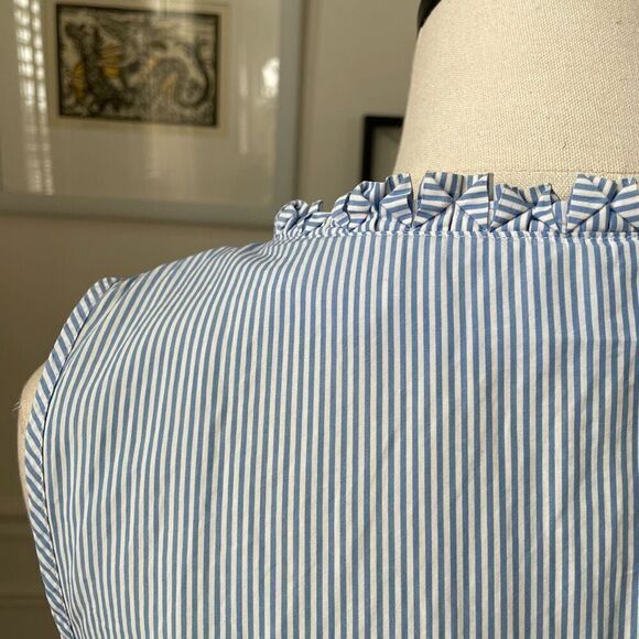 Talbots Empire Y2K Cut Blue White Stripe Sleeveless Cotton Tank M - Picture 7 of 10